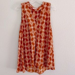 Burnt Orange Sleeveless Keyhole Blouse